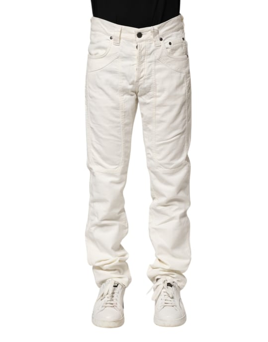 Jeckerson Witte Katoenen Stretch Rechte Pasvorm Heren Denim Jeans - Image 1