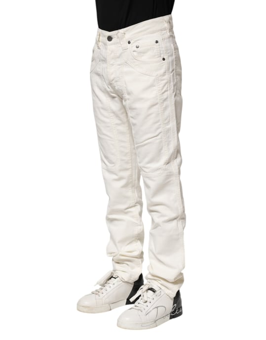 Jeckerson Witte Katoenen Stretch Rechte Pasvorm Heren Denim Jeans - Image 3