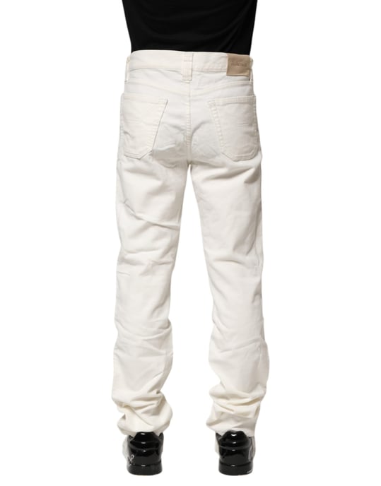 Jeckerson Witte Katoenen Stretch Rechte Pasvorm Heren Denim Jeans - Image 4