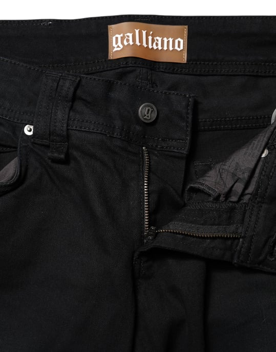 John Galliano Zwarte Katoenen Midden Taille Tapered Denim Jeans - Image 4