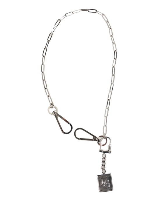 Dolce & Gabbana Silverfärgad Metallkedja DG Logopedant Herrhalsband - Image 2