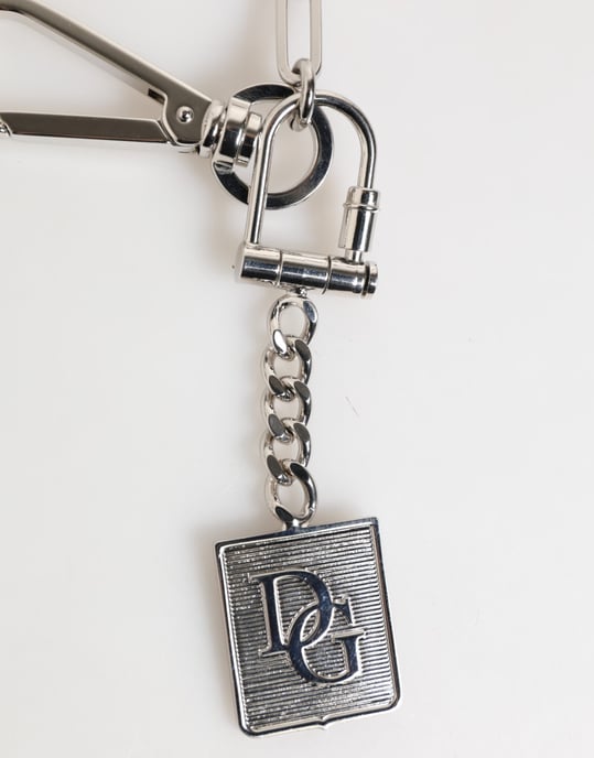 Dolce & Gabbana Silverfärgad Metallkedja DG Logopedant Herrhalsband - Image 3