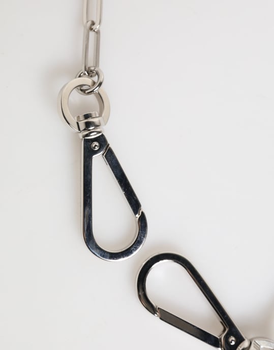 Dolce & Gabbana Silverfärgad Metallkedja DG Logopedant Herrhalsband - Image 4