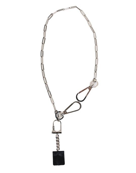 Dolce & Gabbana Silverfärgad Metallkedja DG Logopedant Herrhalsband - Image 6