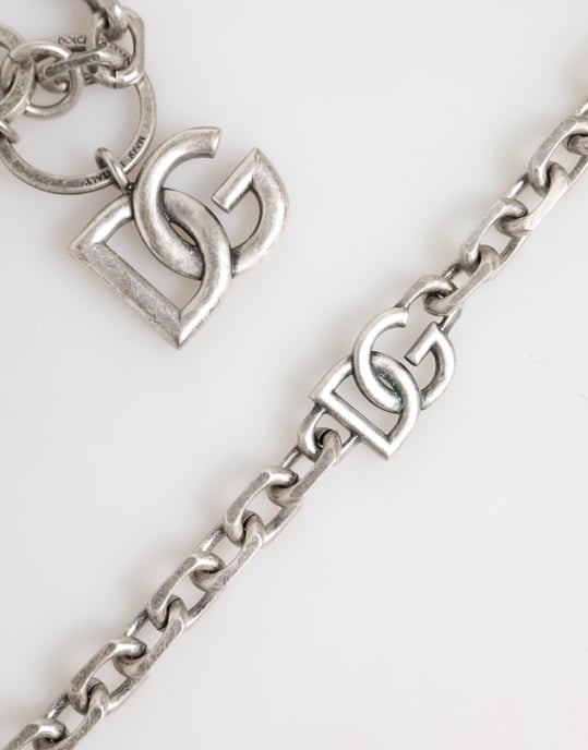 Dolce & Gabbana Silver Tone Messing DG-logotypkedja Herrhalsband - Image 3