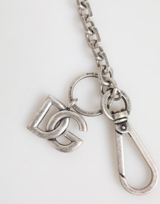 Dolce & Gabbana Silver Tone Messing DG-logotypkedja Herrhalsband - Image 4