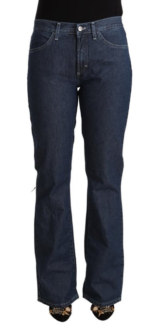 GF Ferre Blue Cotton Mid Waist Flared Denim Jeans - Image 1