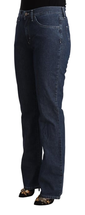 GF Ferre Blue Cotton Mid Waist Flared Denim Jeans - Image 2