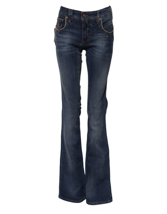 John Galliano Blauwe Katoenen Mid-Waist Wijde Spijkerbroek - Image 2