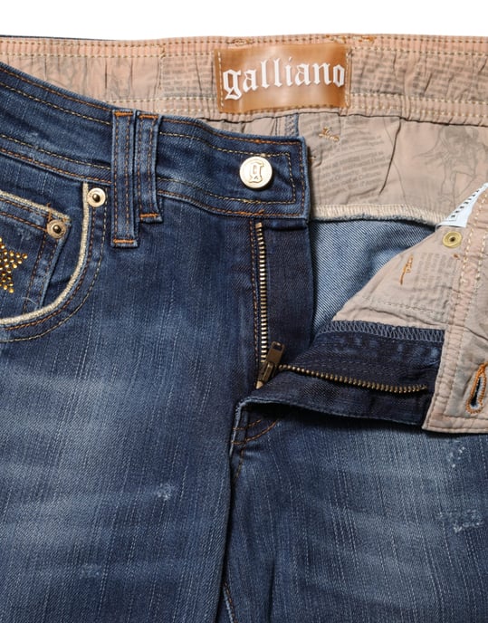 John Galliano Blauwe Katoenen Mid-Waist Wijde Spijkerbroek - Image 4