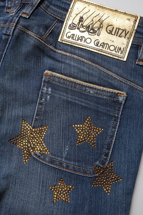John Galliano Blauwe Katoenen Mid-Waist Wijde Spijkerbroek - Image 5