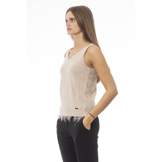 Baldinini Trend Beige Wool Women Top - Image 2
