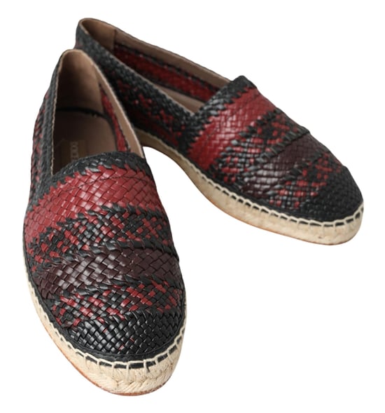 Dolce & Gabbana Zwarte Bordeaux Buffelleer Espadrilleschoenen - Image 4