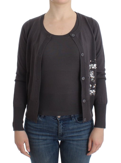 John Galliano Paarse Wollen Gekleurde Sequins Cardigan Brei Trui - Image 6