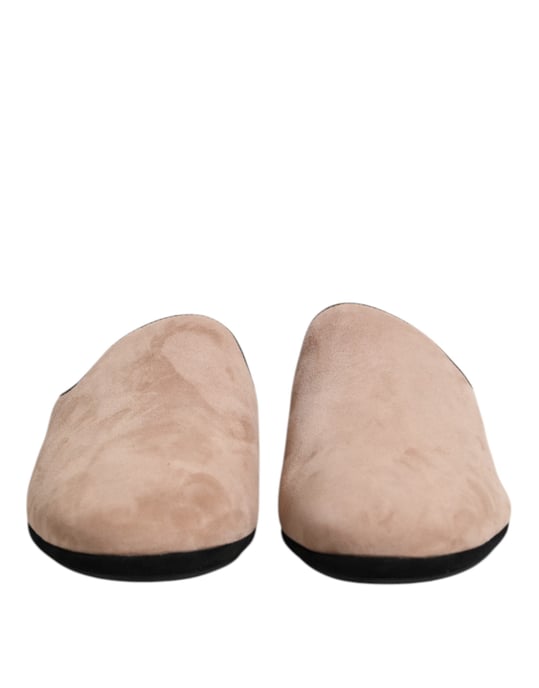 Dolce & Gabbana Beige Capra Suede Sleehakken Platte Slipperschoenen - Image 2