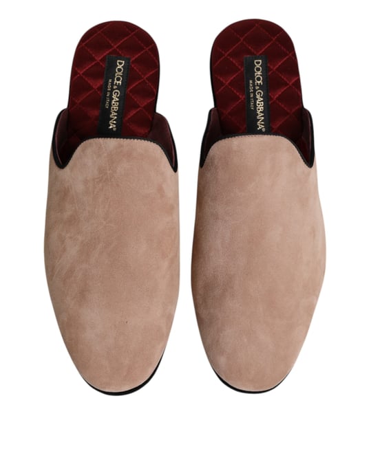 Dolce & Gabbana Beige Capra Suede Sleehakken Platte Slipperschoenen - Image 3