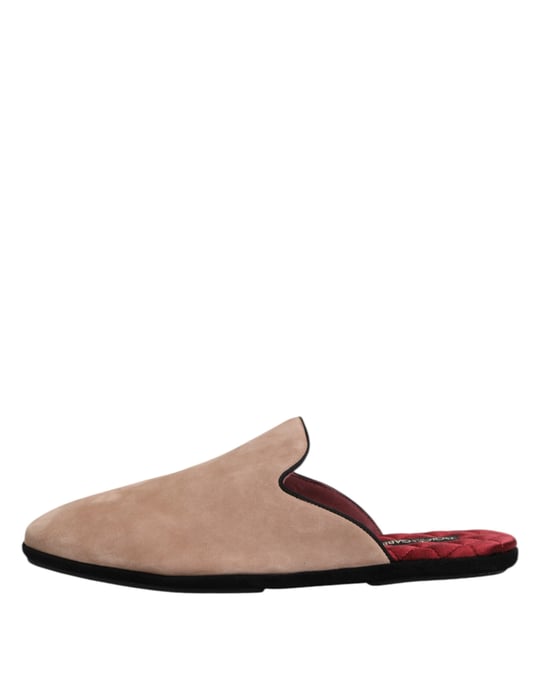 Dolce & Gabbana Beige Capra Suede Sleehakken Platte Slipperschoenen - Image 6