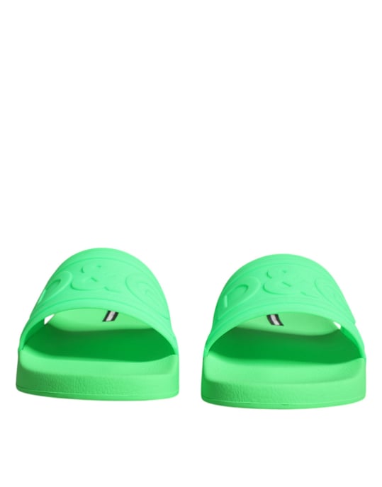 Dolce & Gabbana Groene Leren Slippers Sandalen Strandmode Schoenen - Image 2