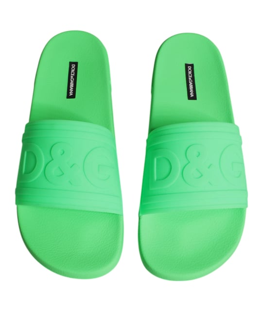 Dolce & Gabbana Groene Leren Slippers Sandalen Strandmode Schoenen - Image 3