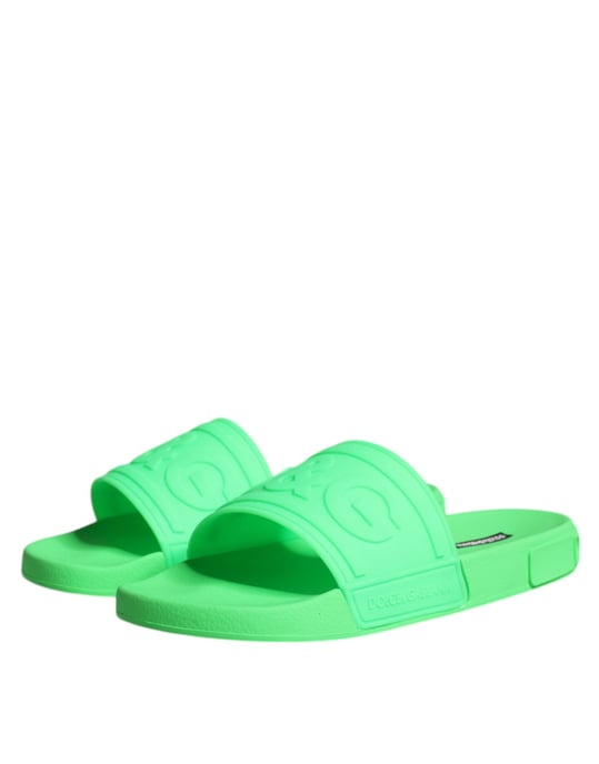 Dolce & Gabbana Groene Leren Slippers Sandalen Strandmode Schoenen - Image 4