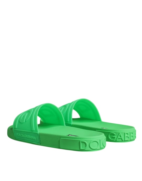 Dolce & Gabbana Groene Leren Slippers Sandalen Strandmode Schoenen - Image 5