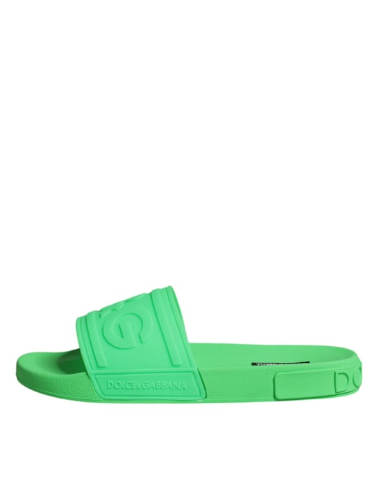 Dolce & Gabbana Groene Leren Slippers Sandalen Strandmode Schoenen - Image 6