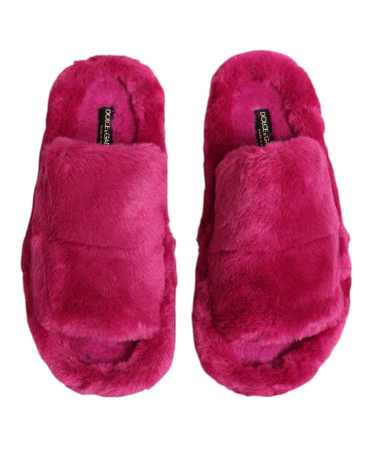 Dolce & Gabbana Rosa Akryl Fuskpäls Herr Tofflor Sandaler Skor - Image 3