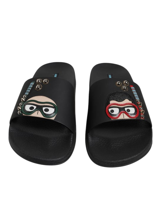 Dolce & Gabbana Zwarte Divers Leren Instapsandalen Strandmode Schoenen - Image 2