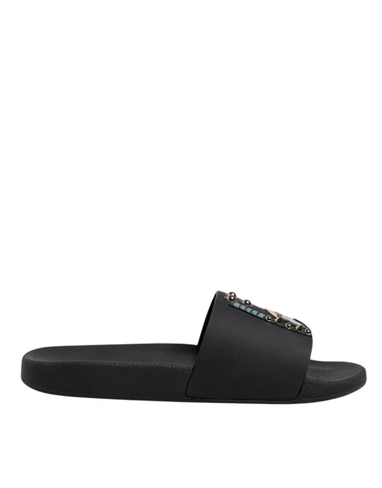 Dolce & Gabbana Zwarte Divers Leren Instapsandalen Strandmode Schoenen - Image 6