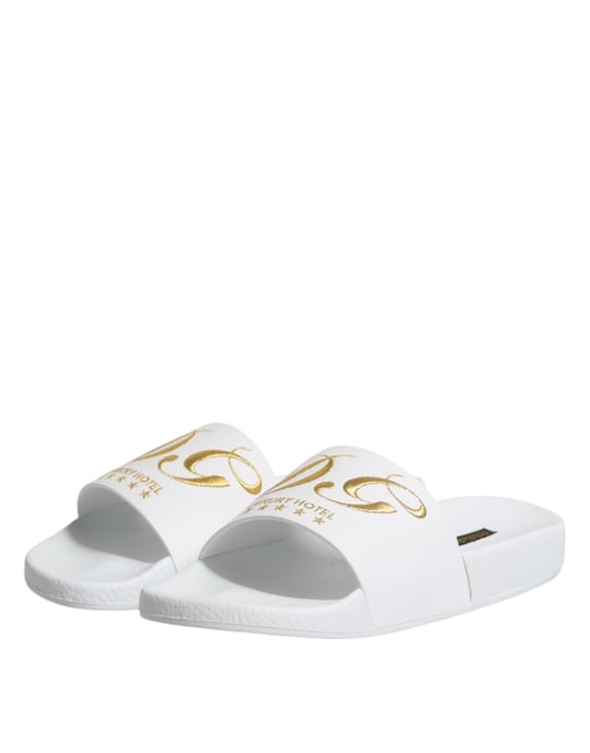 Dolce & Gabbana Witte Leren Slippers Sandalen Strandmode Schoenen - Image 4