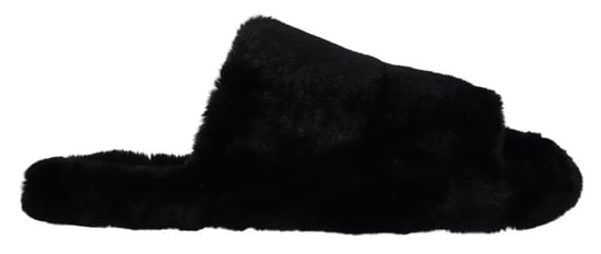 Dolce & Gabbana Svarta Polyester Fuskpäls Herrsandaler - Image 1
