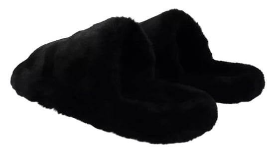 Dolce & Gabbana Black Polyester Faux Fur Mens Flats Sandals Shoes - Image 5