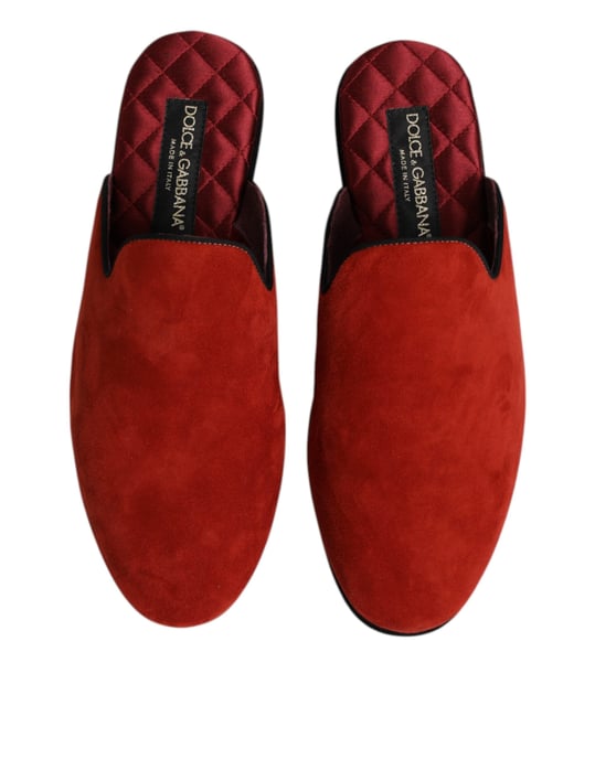 Dolce & Gabbana Orange Mocka Slip-ons Platta Tofflor - Image 3