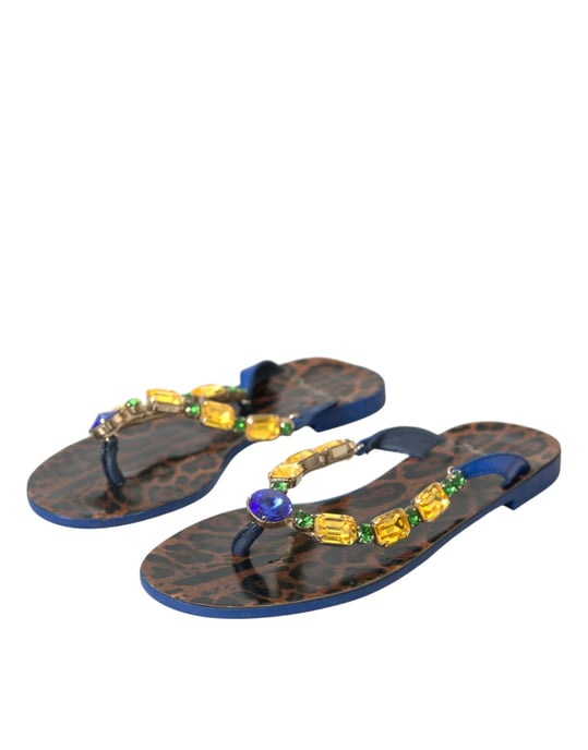 Dolce & Gabbana Blå Kristall Nappa Skinn Strandskor - Image 3
