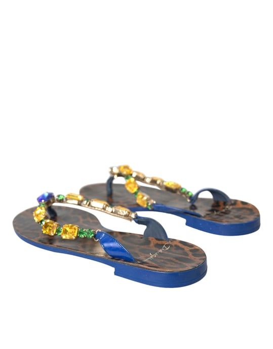 Dolce & Gabbana Blå Kristall Nappa Skinn Strandskor - Image 4