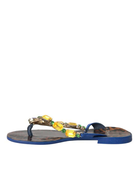 Dolce & Gabbana Blå Kristall Nappa Skinn Strandskor - Image 5