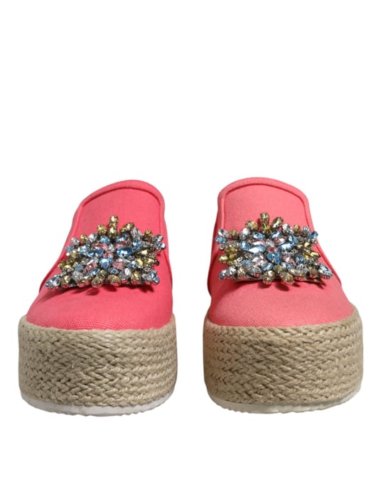 Twinset Roze Canvas Kristal Versierde Instappers - Image 2