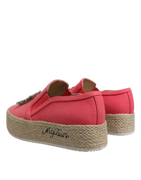 Twinset Roze Canvas Kristal Versierde Instappers - Image 4