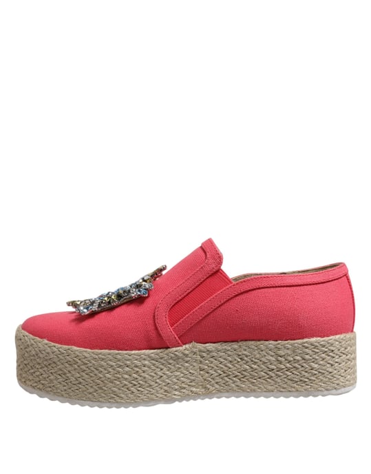 Twinset Roze Canvas Kristal Versierde Instappers - Image 5