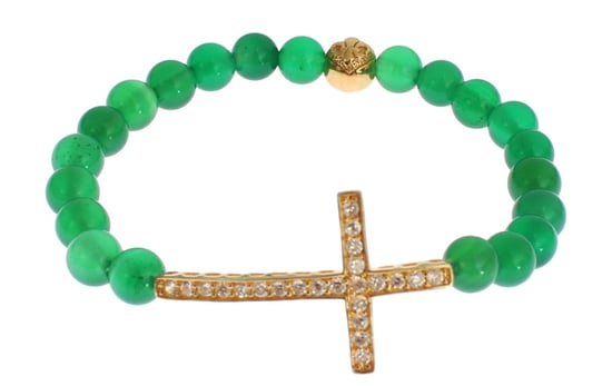 Nialaya Jade Steen Gouden CZ Kruis 925 Zilveren Armband - Image 2