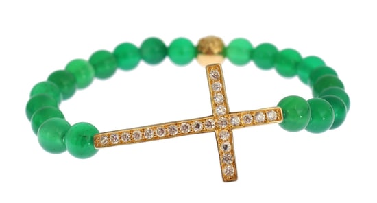 Nialaya Jade Steen Gouden CZ Kruis 925 Zilveren Armband - Image 3