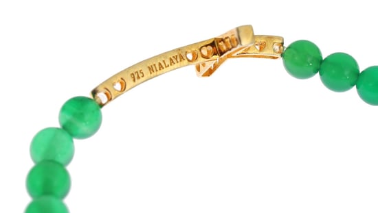Nialaya Jade Steen Gouden CZ Kruis 925 Zilveren Armband - Image 4