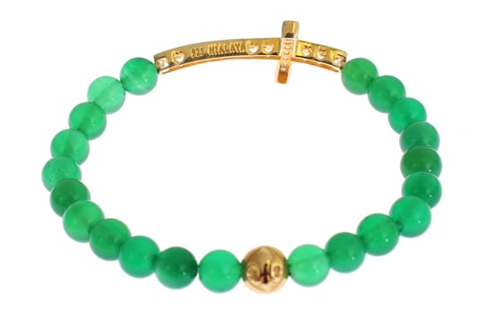 Nialaya Jade Steen Gouden CZ Kruis 925 Zilveren Armband - Image 5