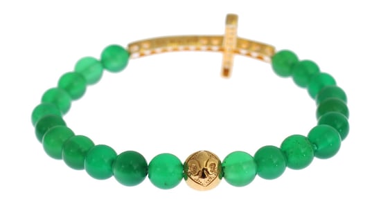 Nialaya Jade Steen Gouden CZ Kruis 925 Zilveren Armband - Image 6
