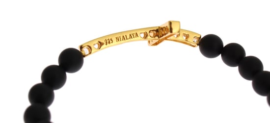 Nialaya Matte Onyx Steen Gouden CZ Kruis 925 Zilveren Armband - Image 4