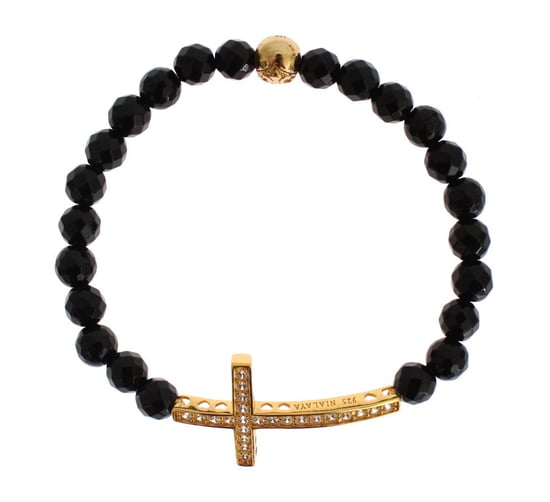 Nialaya Agaatsteen Gouden CZ Kruis 925 Zilveren Armband - Image 1
