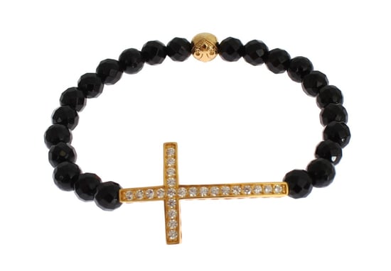 Nialaya Agaatsteen Gouden CZ Kruis 925 Zilveren Armband - Image 2