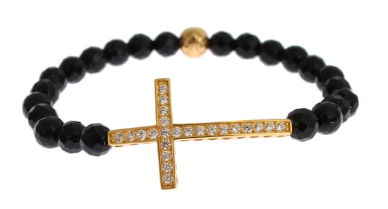 Nialaya Agaatsteen Gouden CZ Kruis 925 Zilveren Armband - Image 3