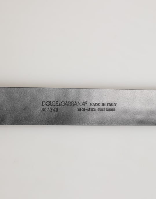 Dolce & Gabbana Svart Exotisk Läder DG Logobälte med Spänne - Image 3