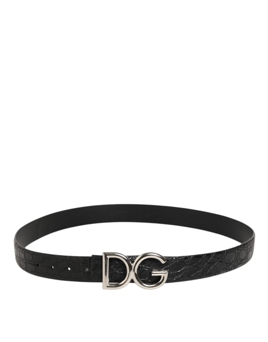 Dolce & Gabbana Svart Exotisk Läder DG Logobälte med Spänne - Image 4